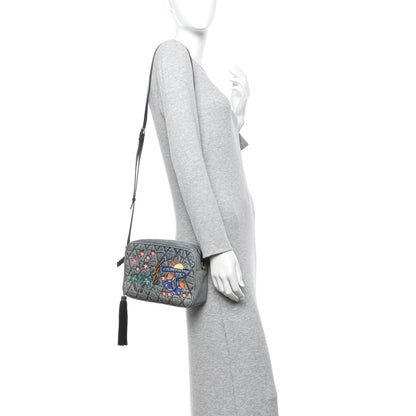 Saint Laurent Denim Matelasse Quilted Summer Embroidered Classic Monogram Camera Bag Blue 2 of 14