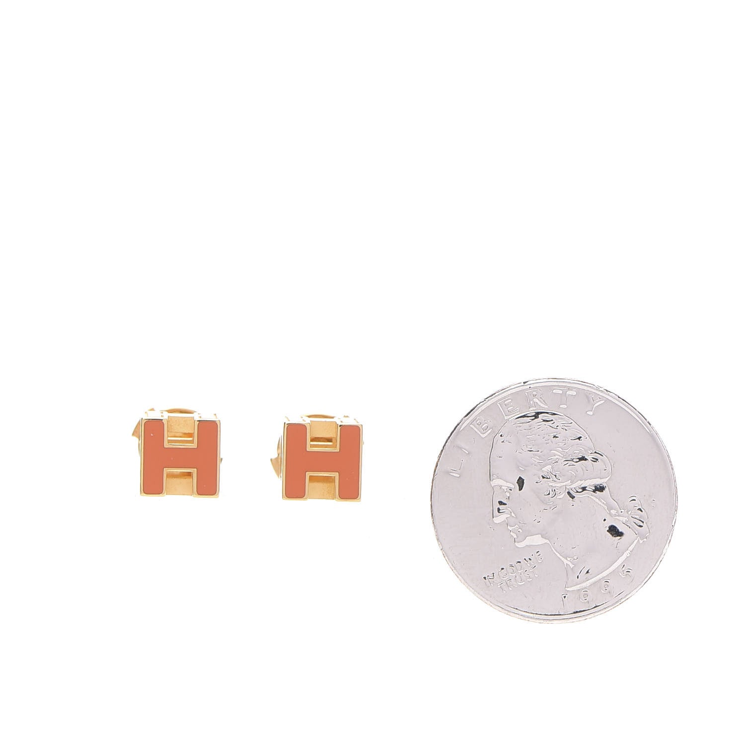 Hermes Gold Lacquered Cage d'H Earrings Orange 2 of 3