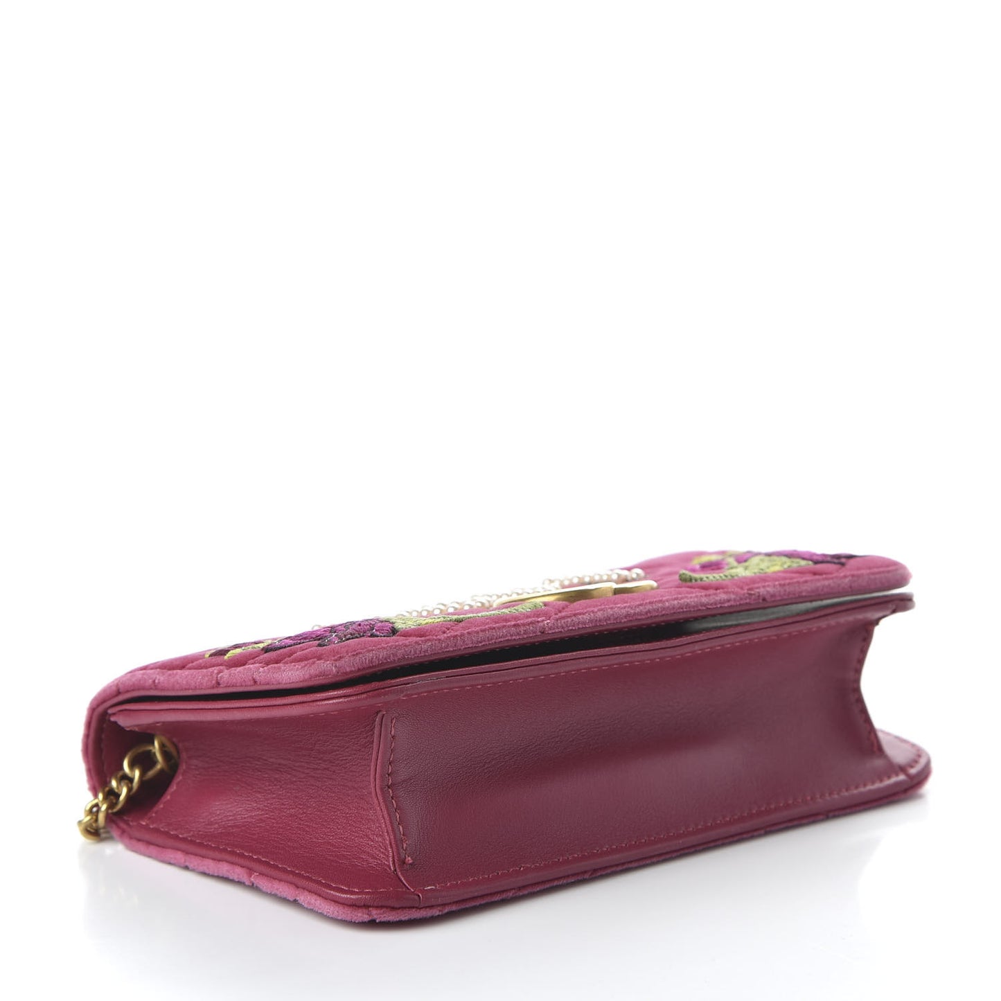 Velvet Matelasse Love Embroidered GG Marmont Mini Bag Light Raspberry Rose