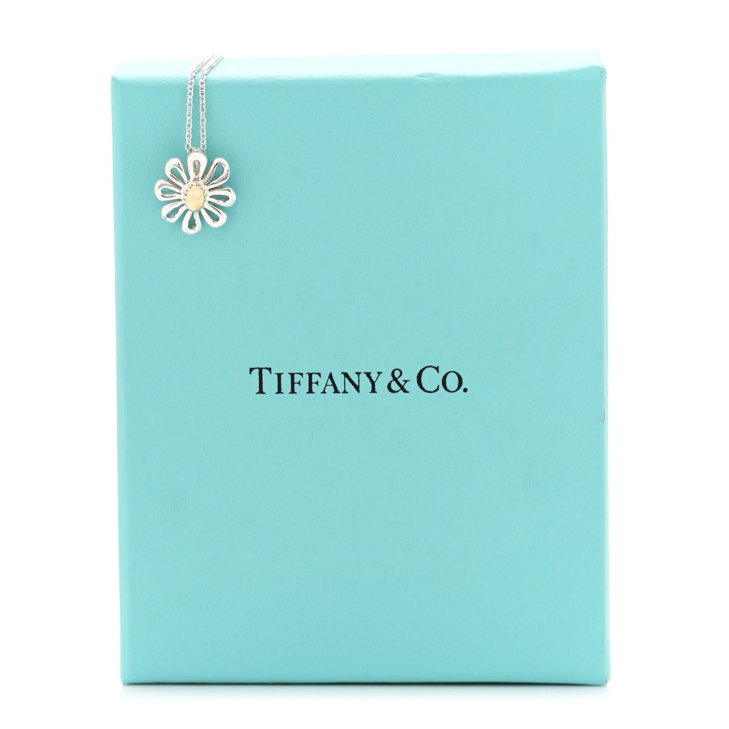 Sterling Silver 18K Yellow Gold Daisy Pendant Necklace