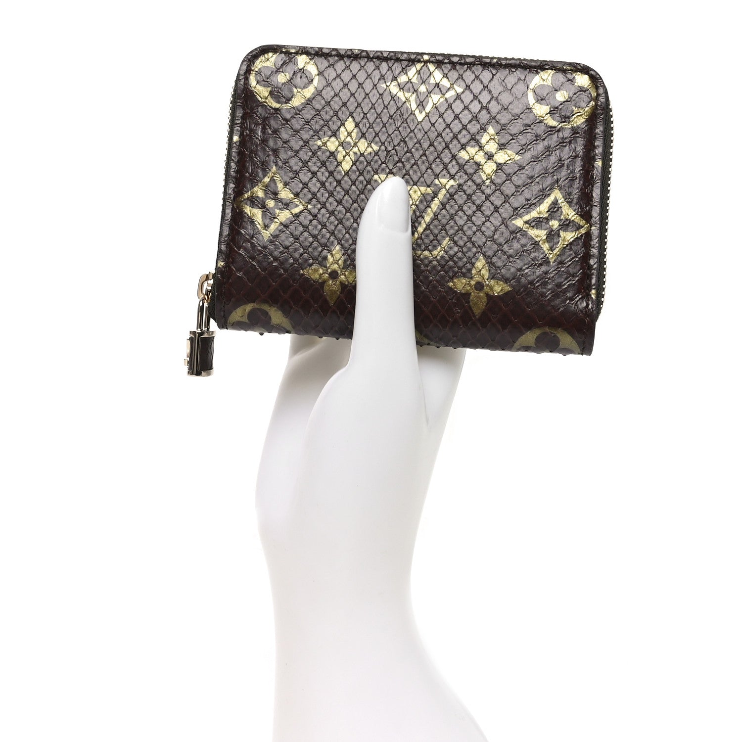 Louis Vuitton Snakeskin Monogram Zippy Padlock Coin Purse Brown 2 of 6