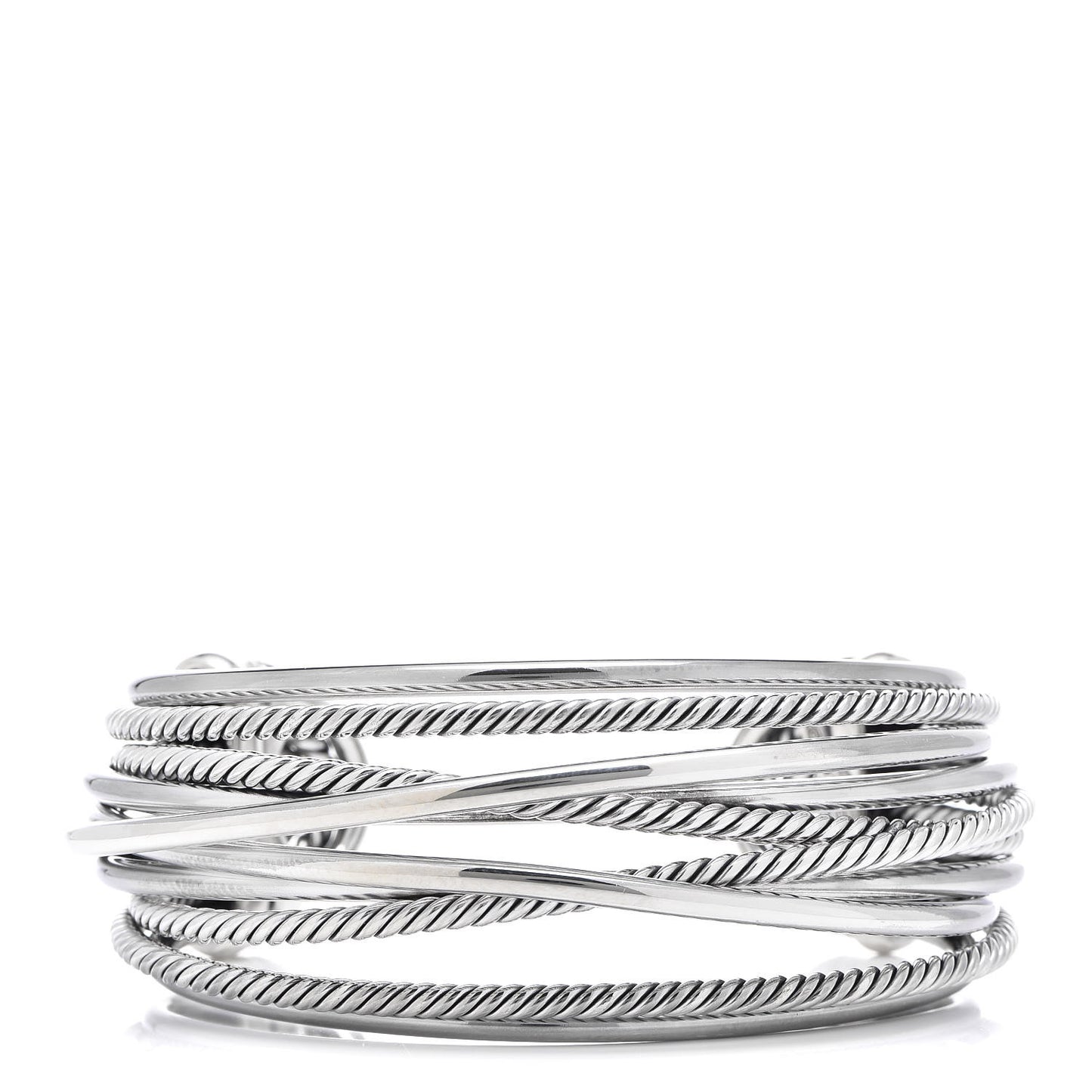 Sterling Silver Wide Crossover Cuff Bracelet