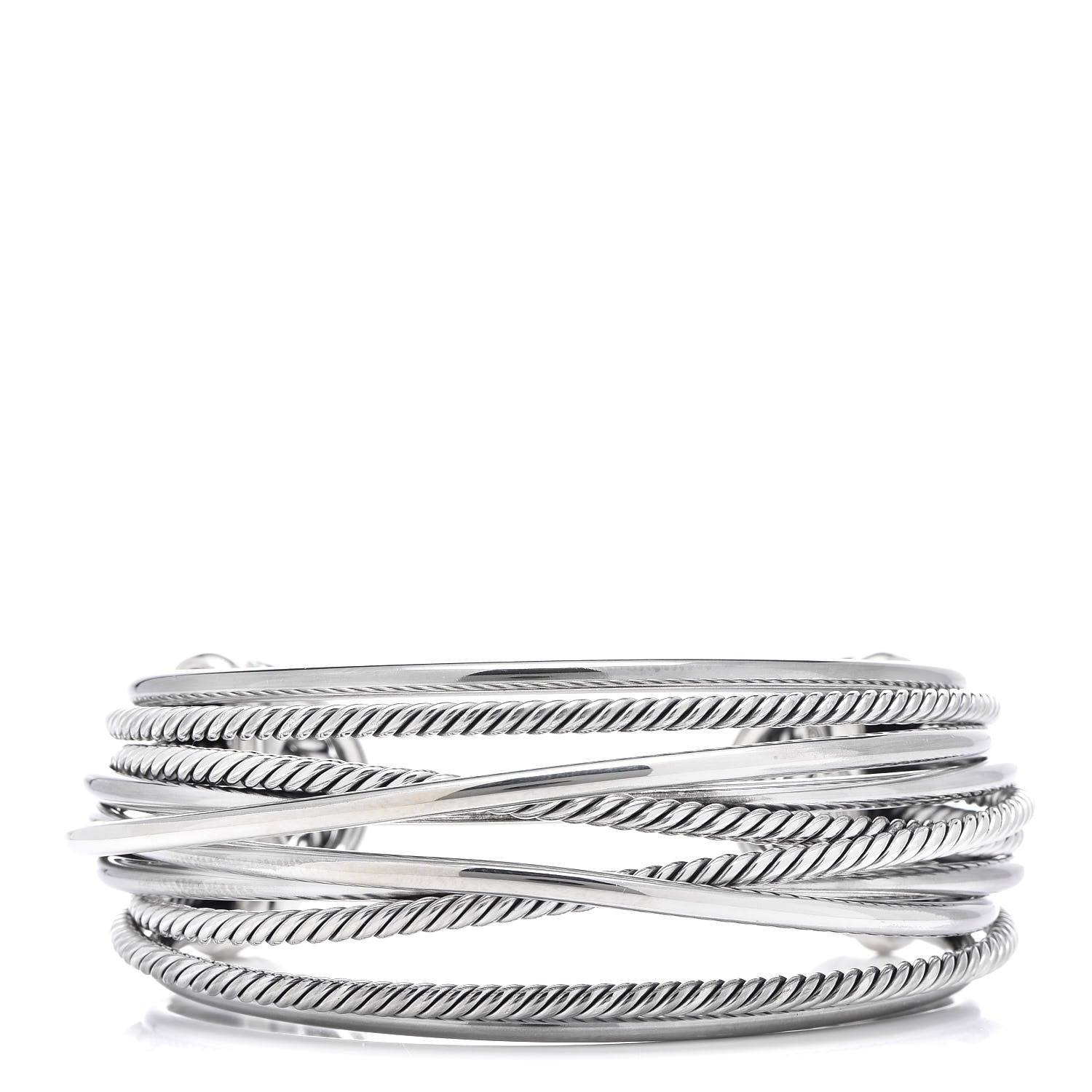 David Yurman Sterling Silver Wide Crossover Cuff Bracelet 1 of 5