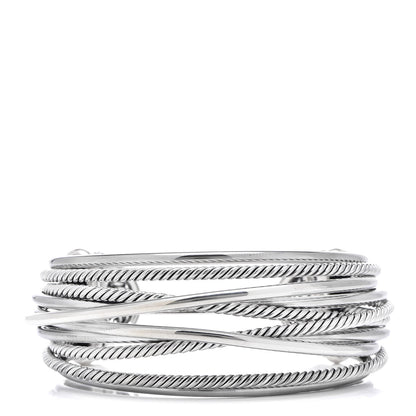 David Yurman Sterling Silver Wide Crossover Cuff Bracelet 1 of 5