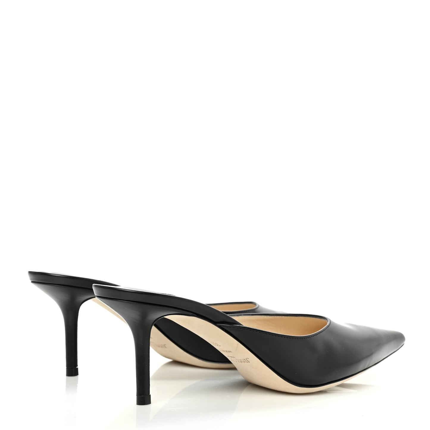 Liquid Calfskin Rav 65 Pointed Toe Mule Pumps 39.5 Black