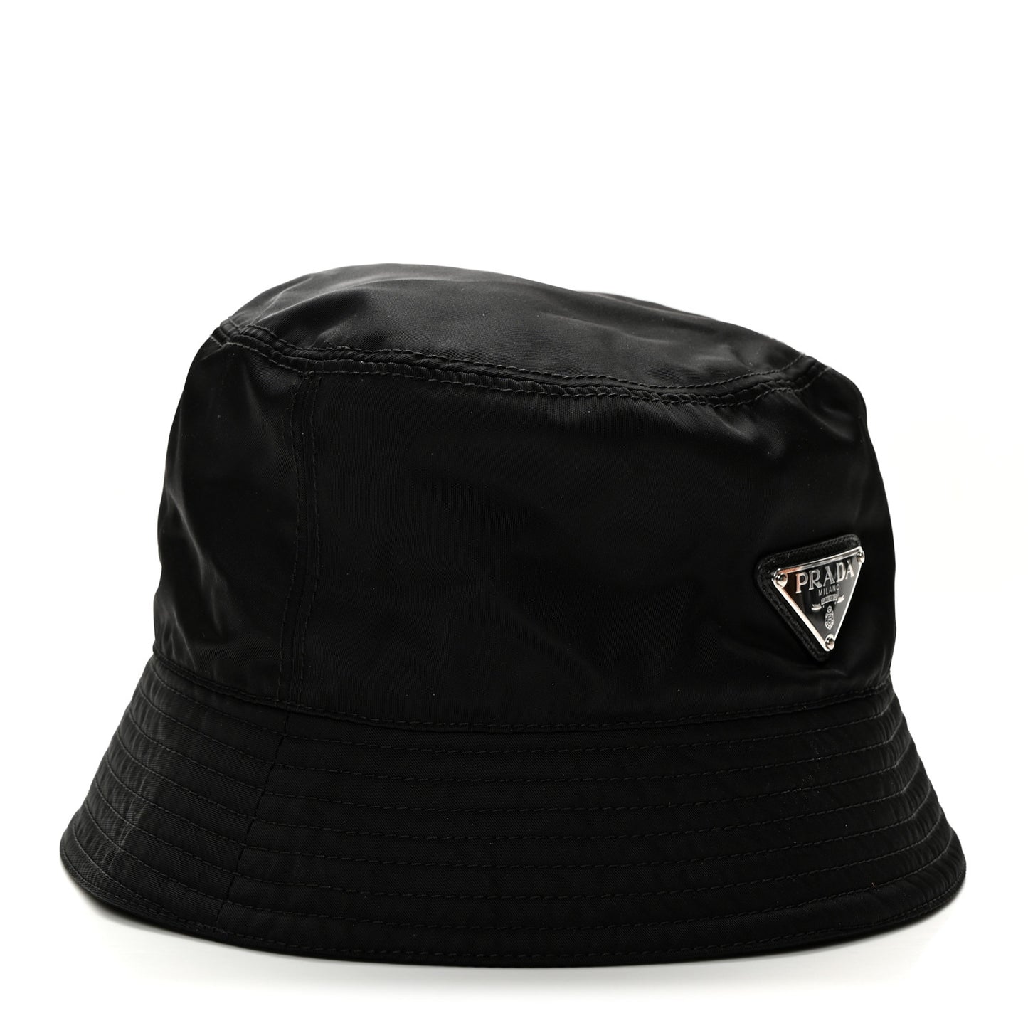 Re-Nylon Metal Triangle Logo Womens Bucket Hat M Black