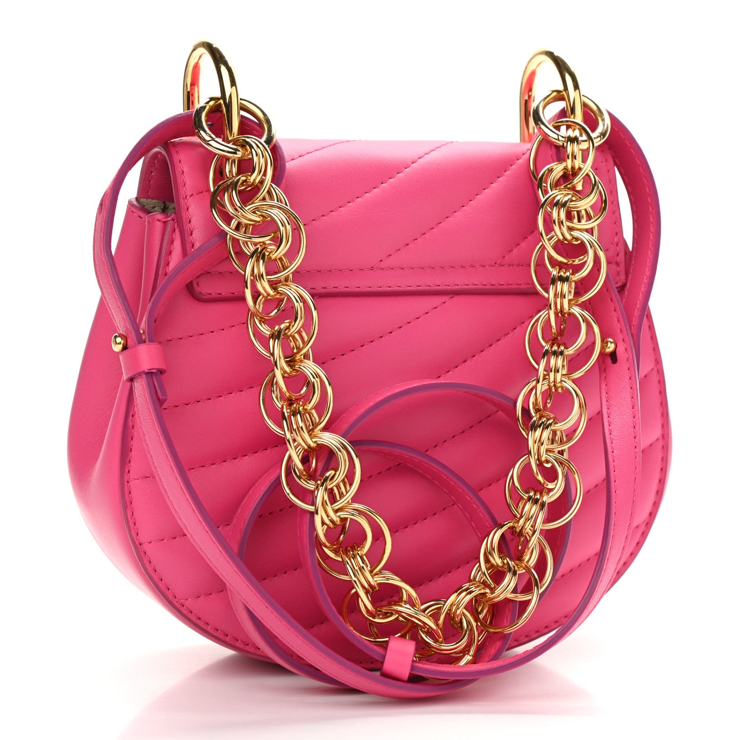 Chloe Calfskin Quilted Mini Drew Bijou Shoulder Bag Fuchsia Rose 2 of 10