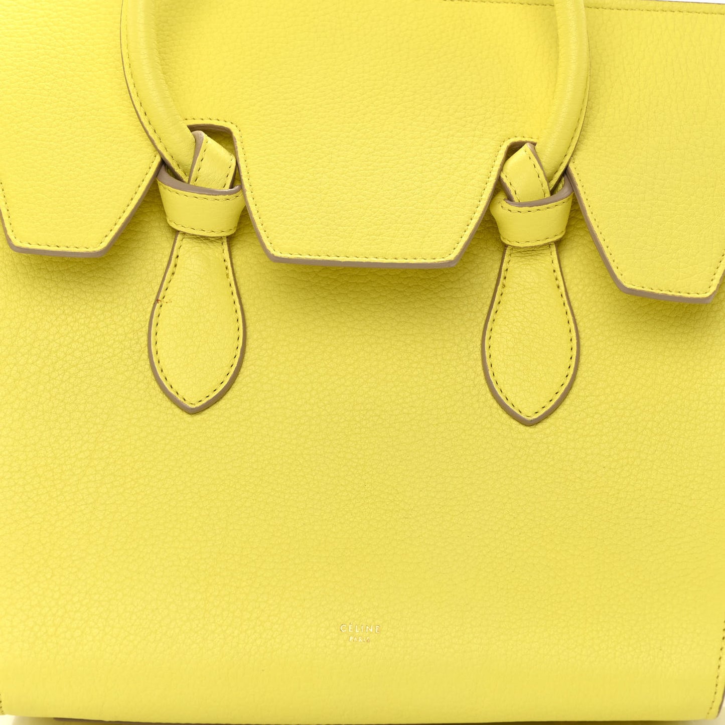 Crisped Calfskin Mini Tie Knot Tote Fluo Yellow