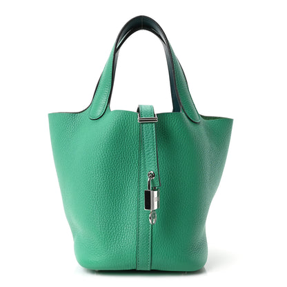 Hermes Taurillon Clemence Swift Eclat Picotin Lock 18 MM Menthe Vert Bosphore 1 of 10