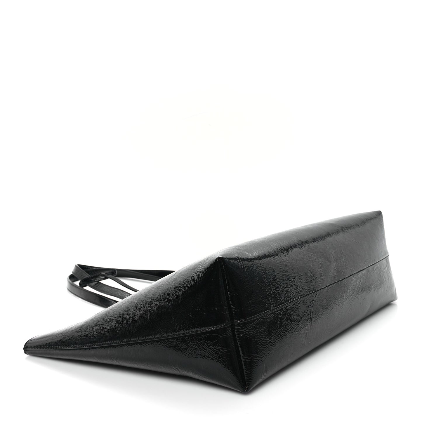 Textured Patent Large Shopping Tote Black