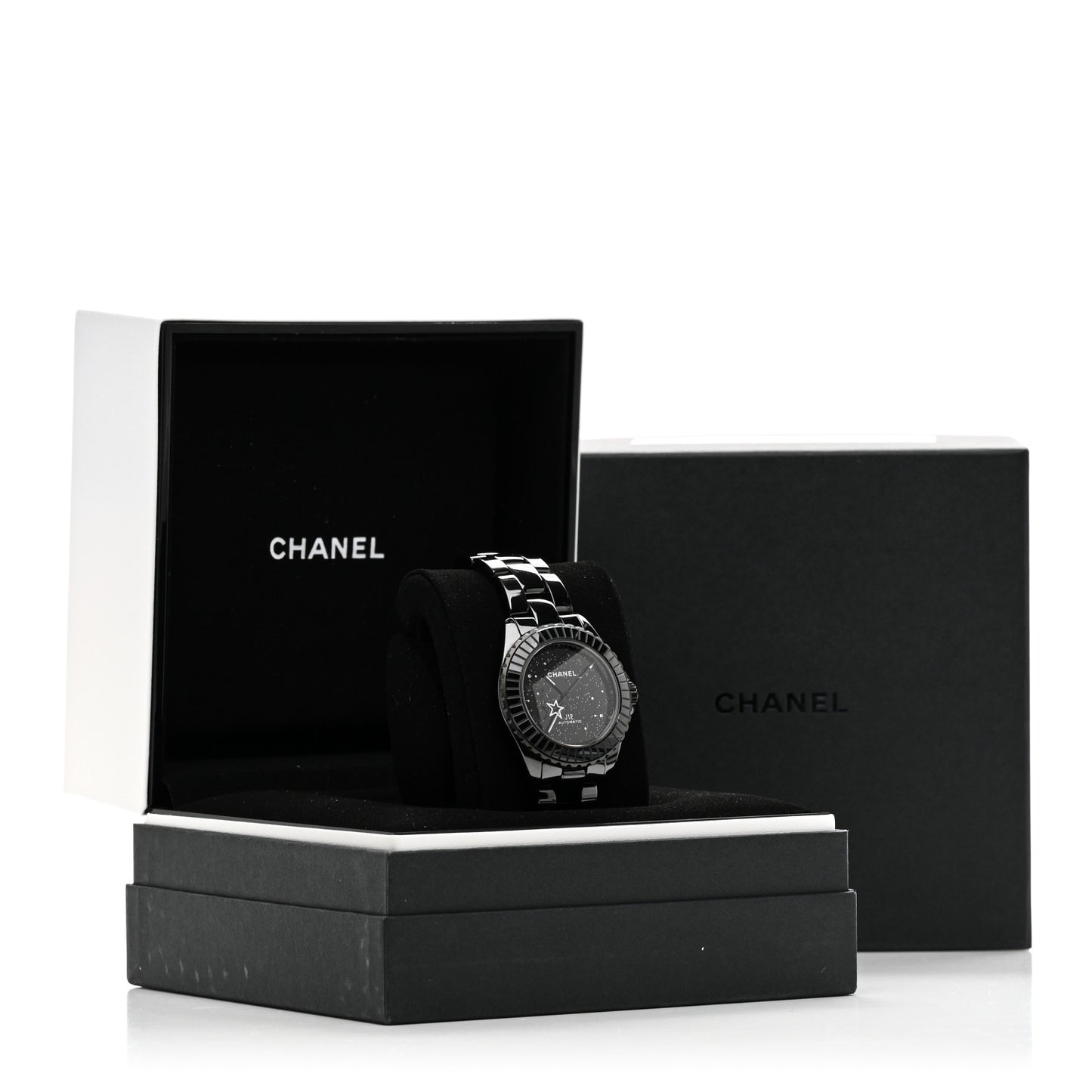 Stainless Steel Ceramic Diamond 38mm J12 Interstellar Automatic Watch Black