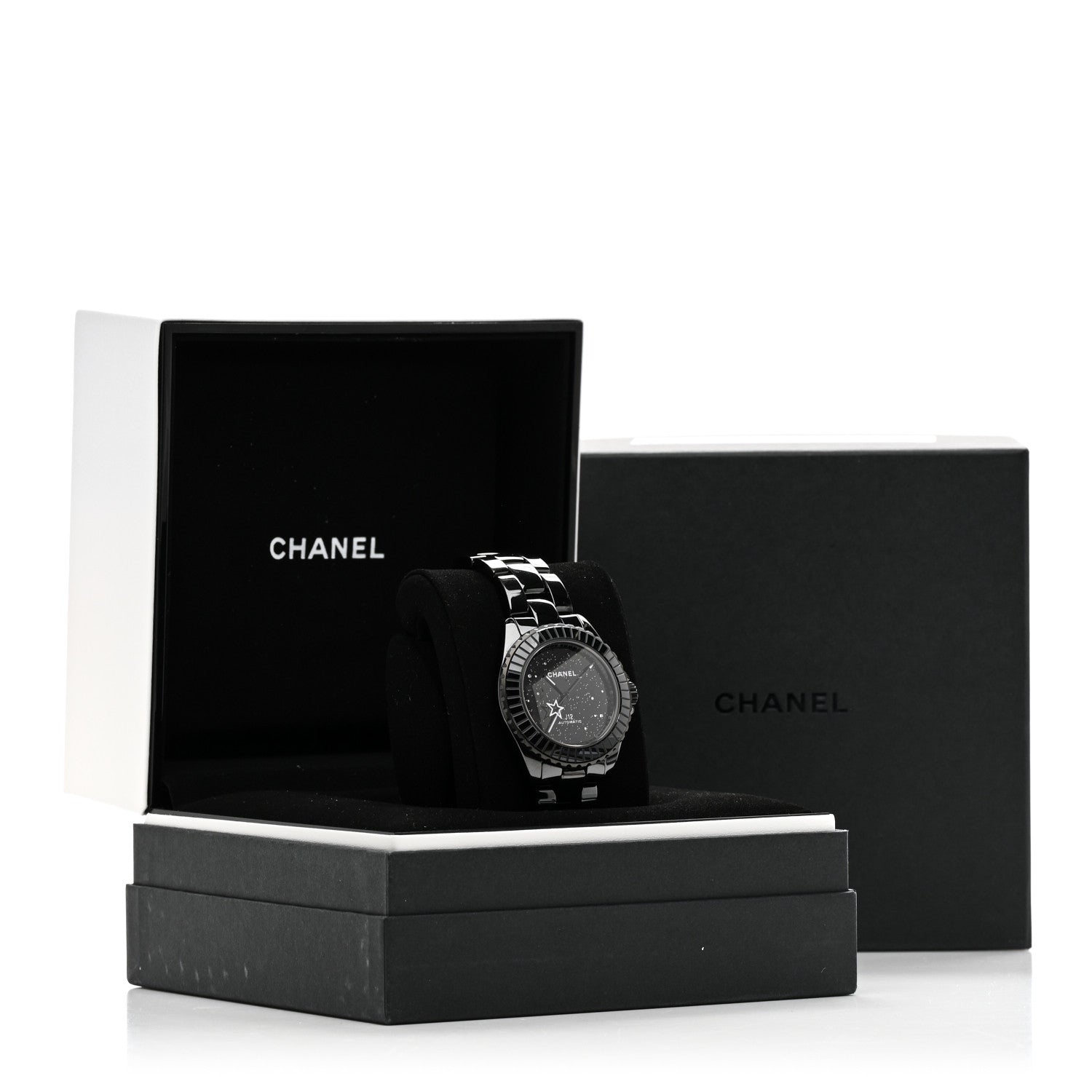 Chanel Stainless Steel Ceramic Diamond 38mm J12 Interstellar Automatic Watch Black 5 of 5