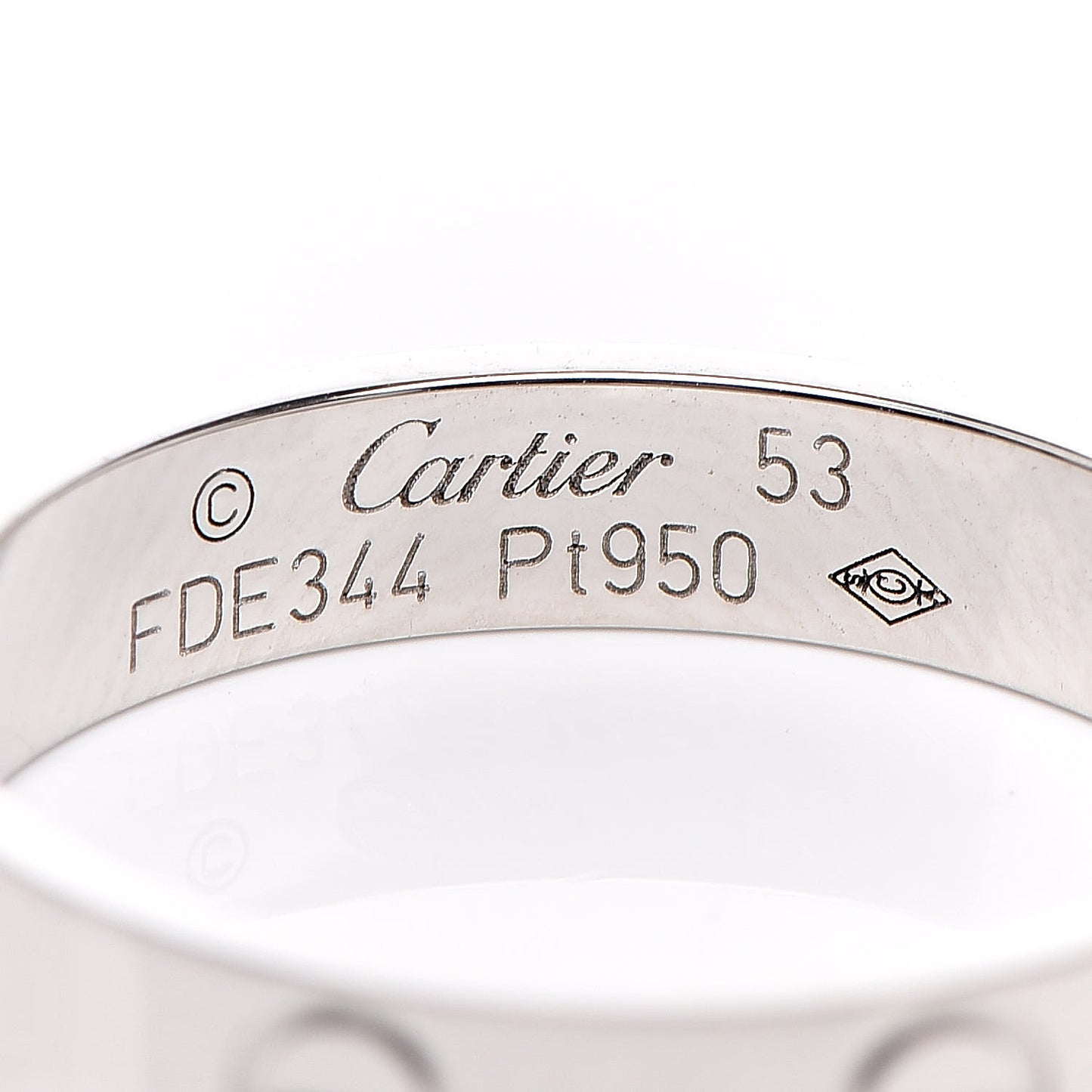 Platinum 3.5mm LOVE Wedding Band Ring 53 6.25