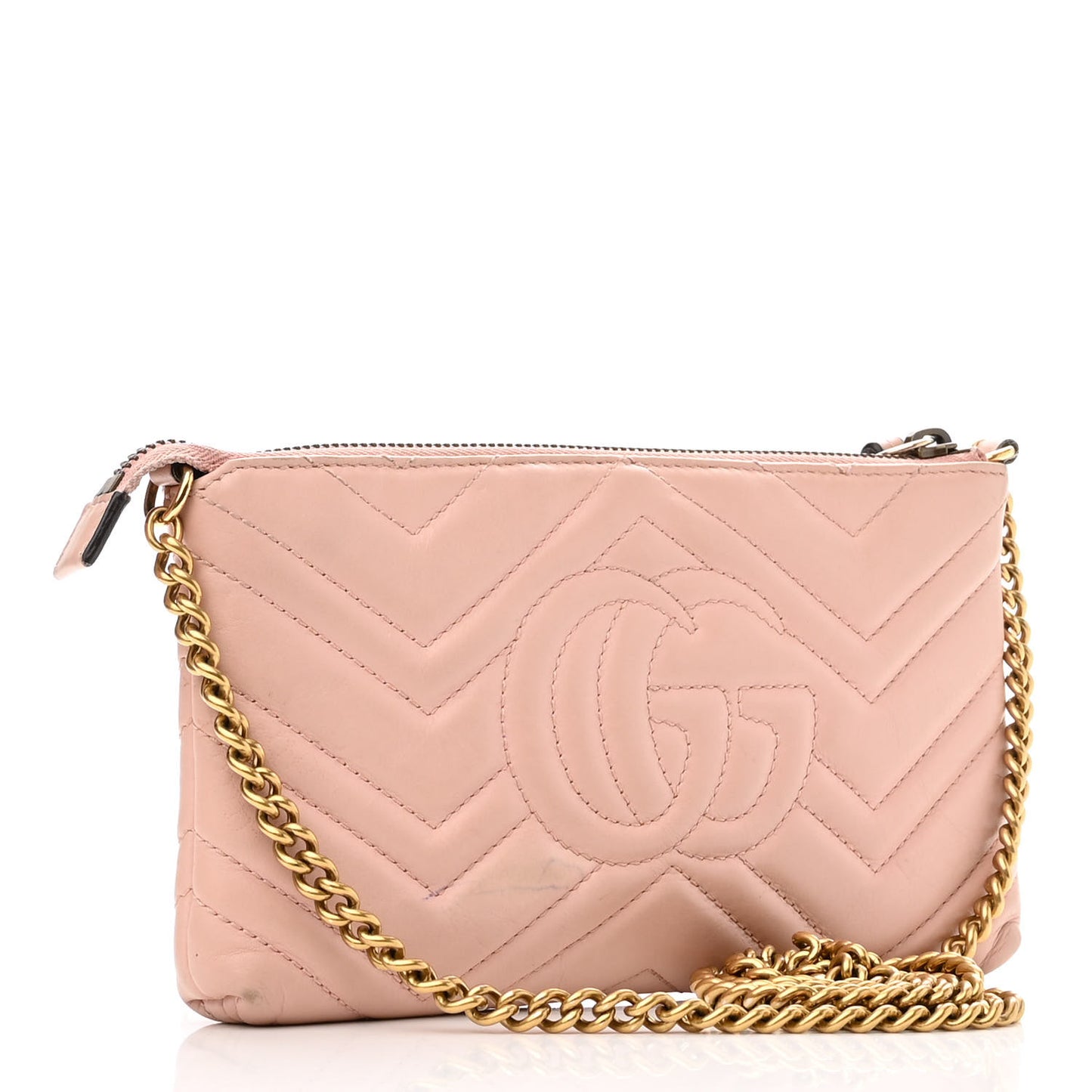 Calfskin Matelasse Mini GG Marmont Chain Bag Perfect Pink