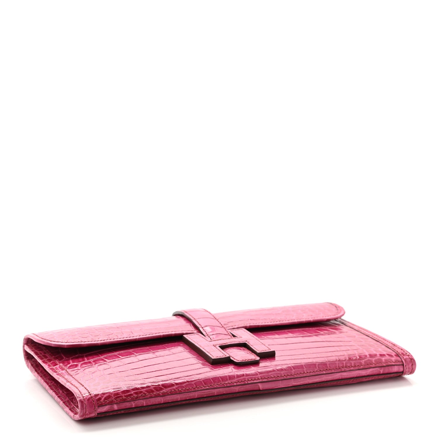 Hermes Shiny Niloticus Crocodile Jige Elan 29 Clutch Rose Scheherazade 4 of 10