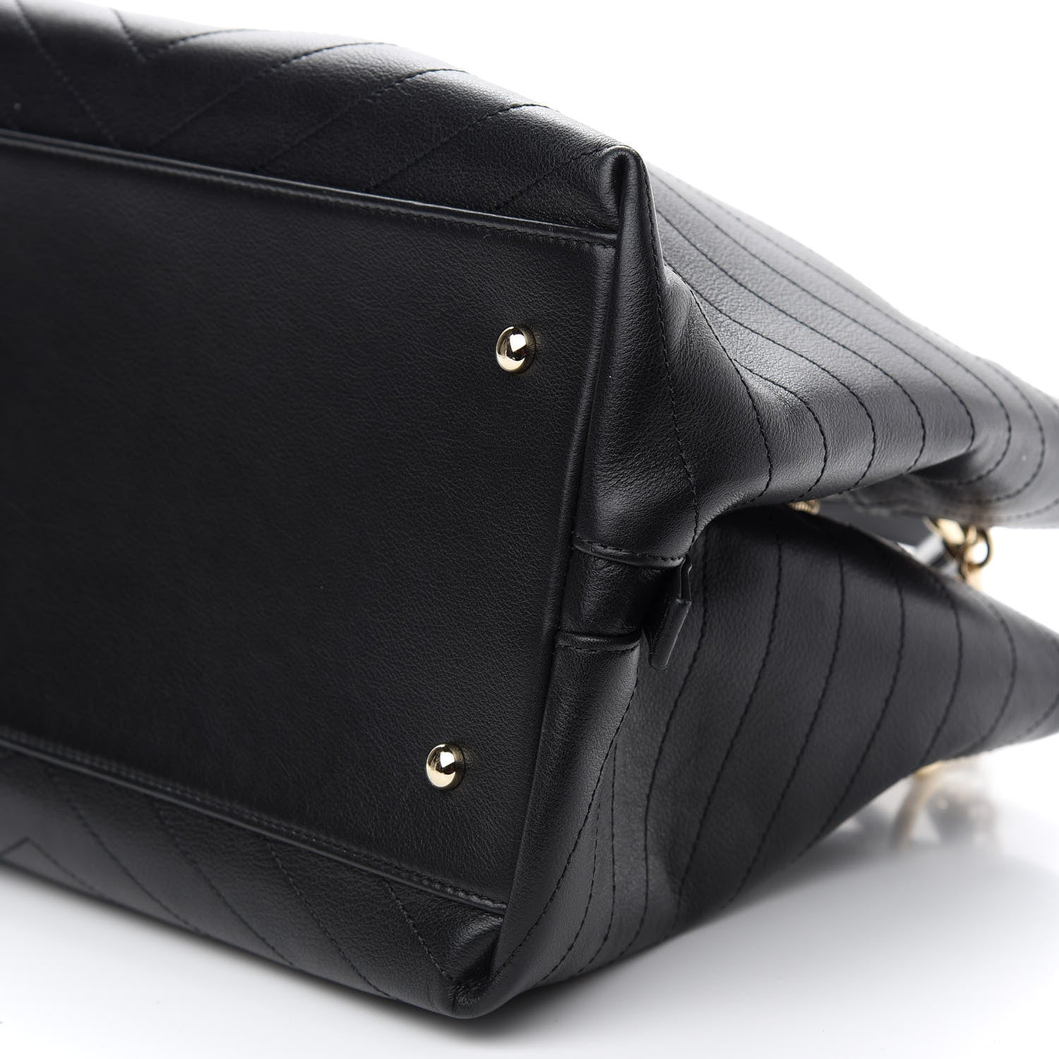 Chanel Calfskin Stitched Large Chevron Chic Shopping Bag Black 9 of 9