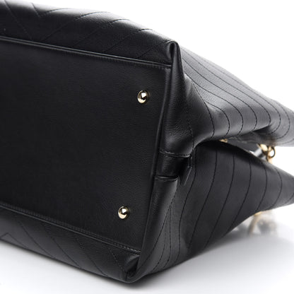 Chanel Calfskin Stitched Large Chevron Chic Shopping Bag Black 9 of 9
