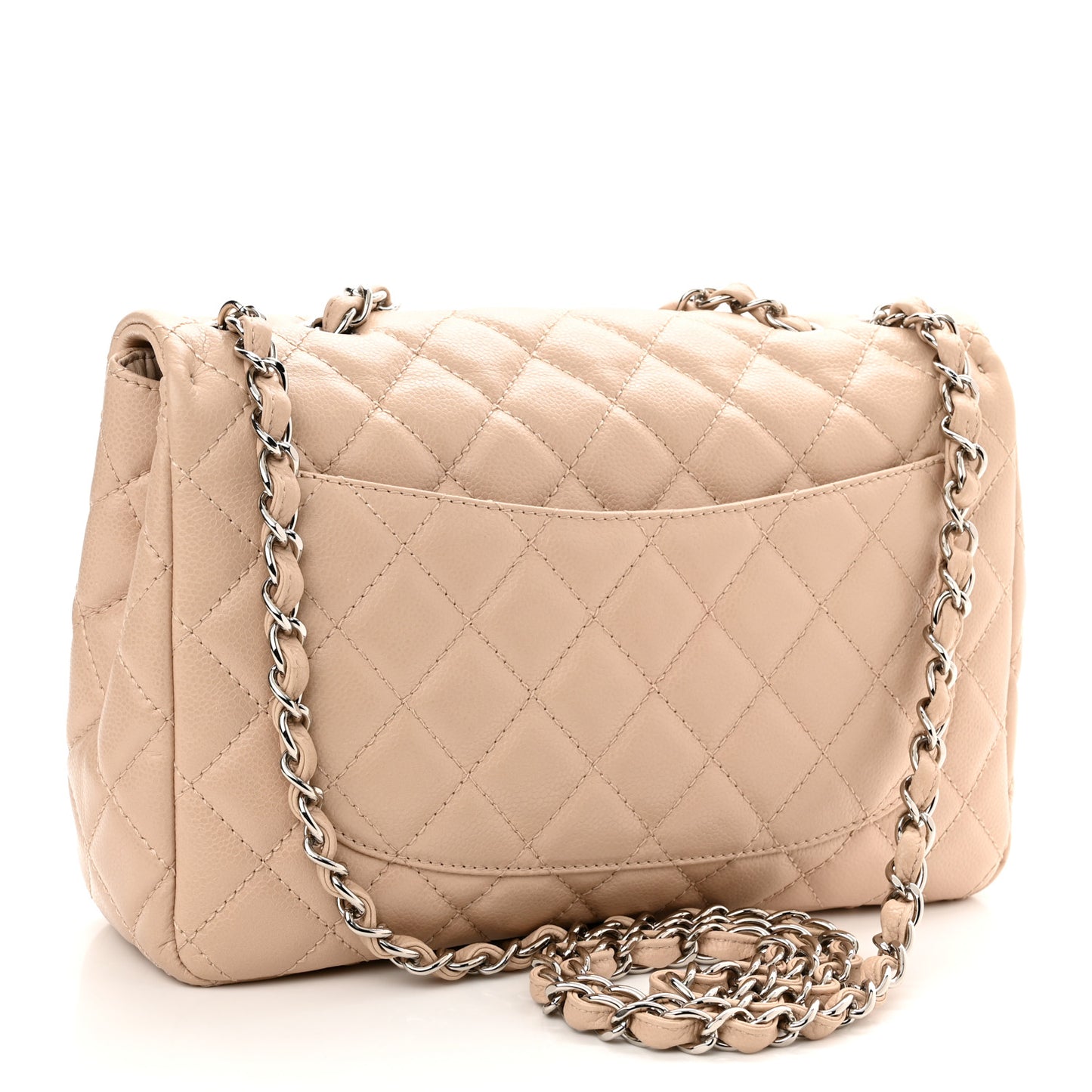 Caviar Quilted Jumbo Single Flap Ecru