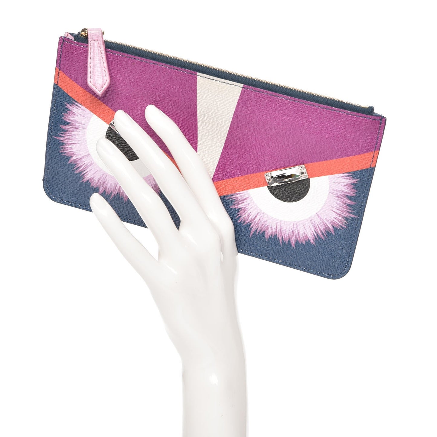 Vitello Elite Crystal Eye Monster Zip Pouch Cobalt Multicolor