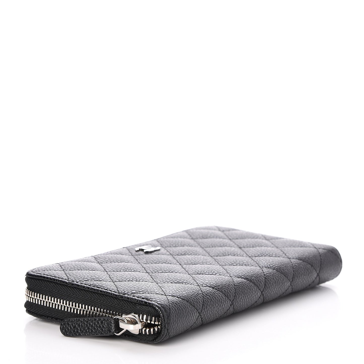 Caviar Quilted Large Gusset Zip Around Wallet Black