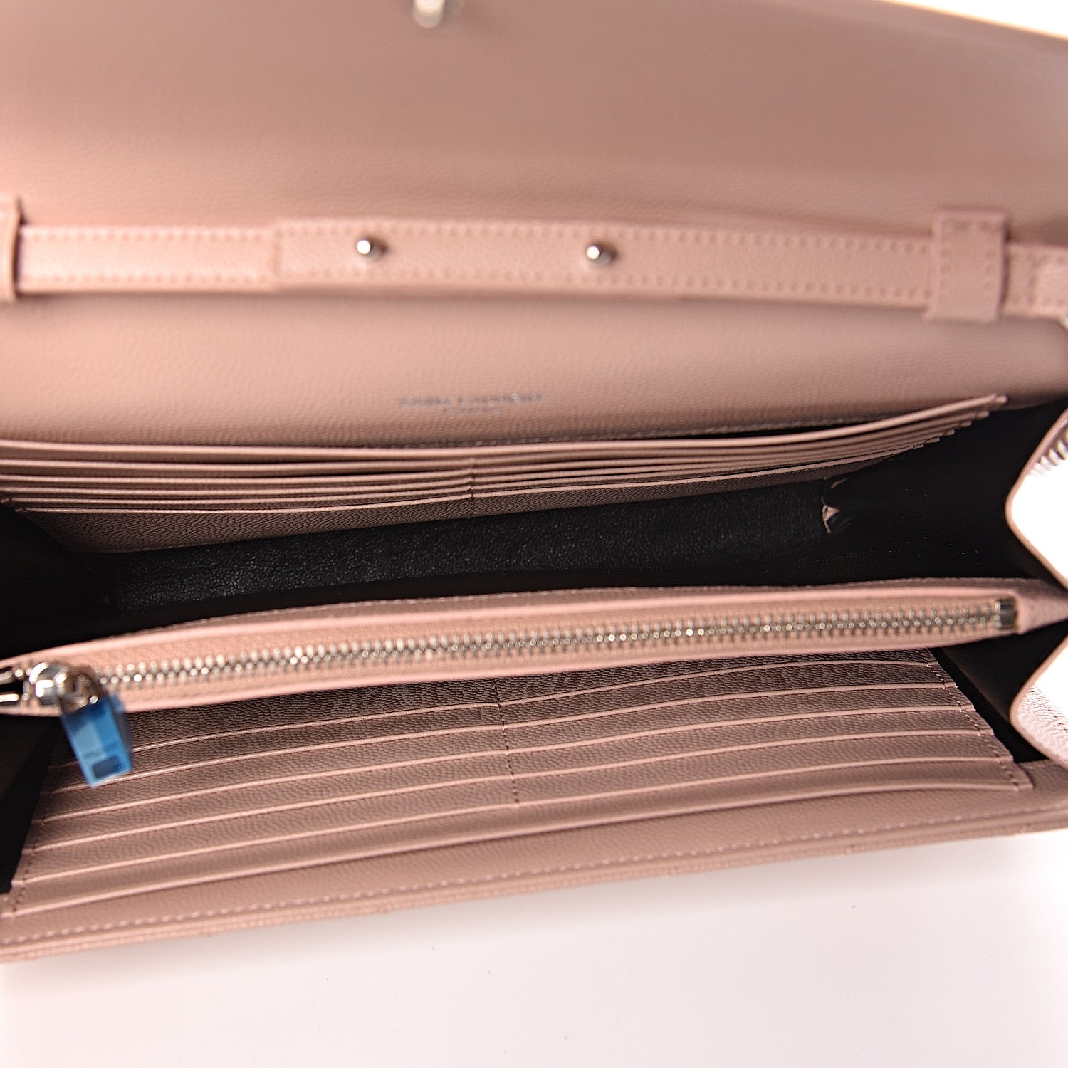 Saint Laurent Grain De Poudre Matelasse Chevron Monogram Chain Wallet Pale Pink 5 of 10