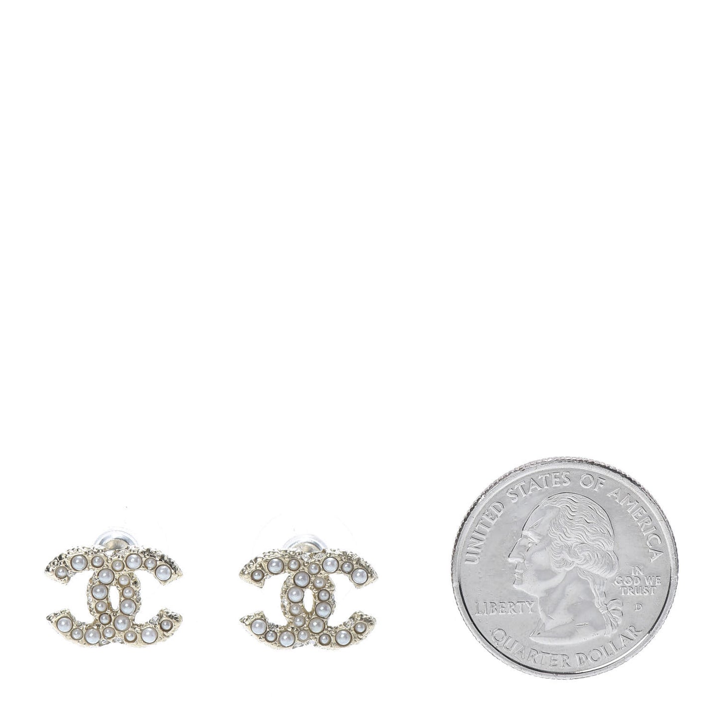 Pearl Crystal CC Earrings Light Gold