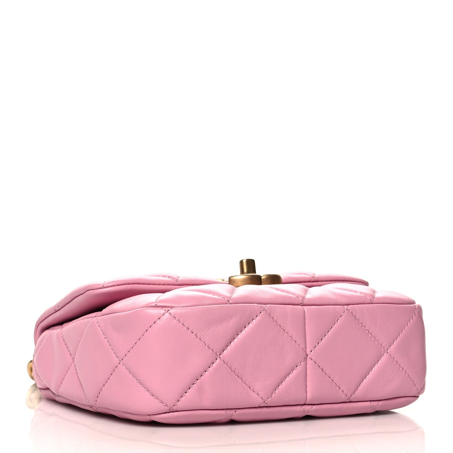 Lambskin Quilted Mini Lacquered Chain Flap Pink