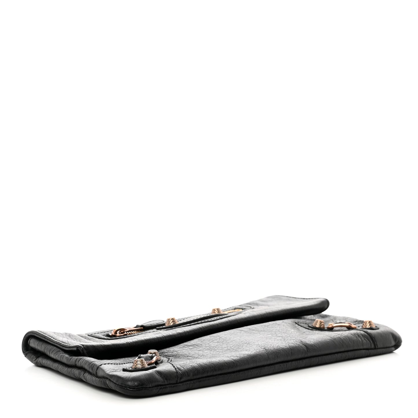 Agneau Giant 12 Rose Gold Hardware Envelope Clutch Black
