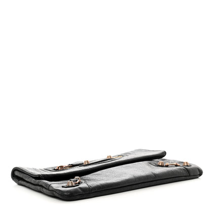 Balenciaga Agneau Giant 12 Rose Gold Hardware Envelope Clutch Black 4 of 8