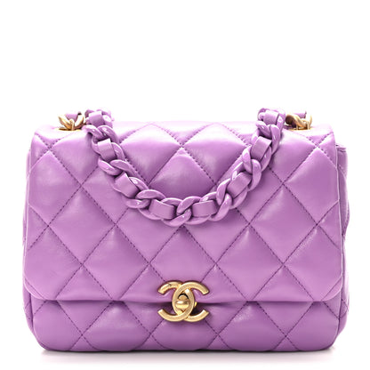 Chanel Lambskin Quilted Small Lacquered Chain Flap Purple 1 of 10