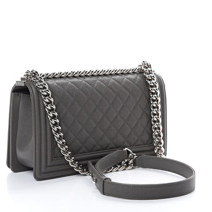 Chanel Caviar Quilted Medium Boy Flap Grey 2 of 10