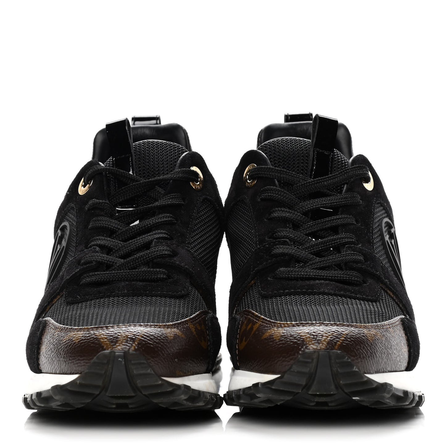 Suede Monogram Run Away Sneakers 37 Black