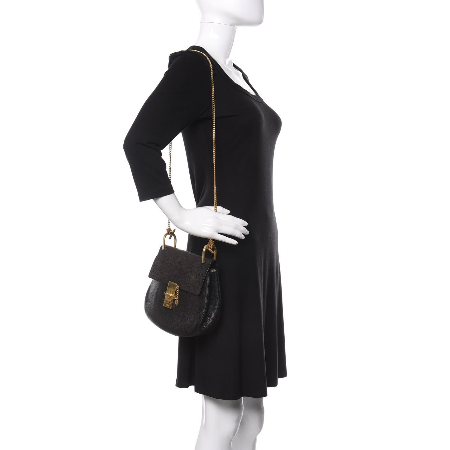 Grained Lambskin Drew Shoulder Bag Black