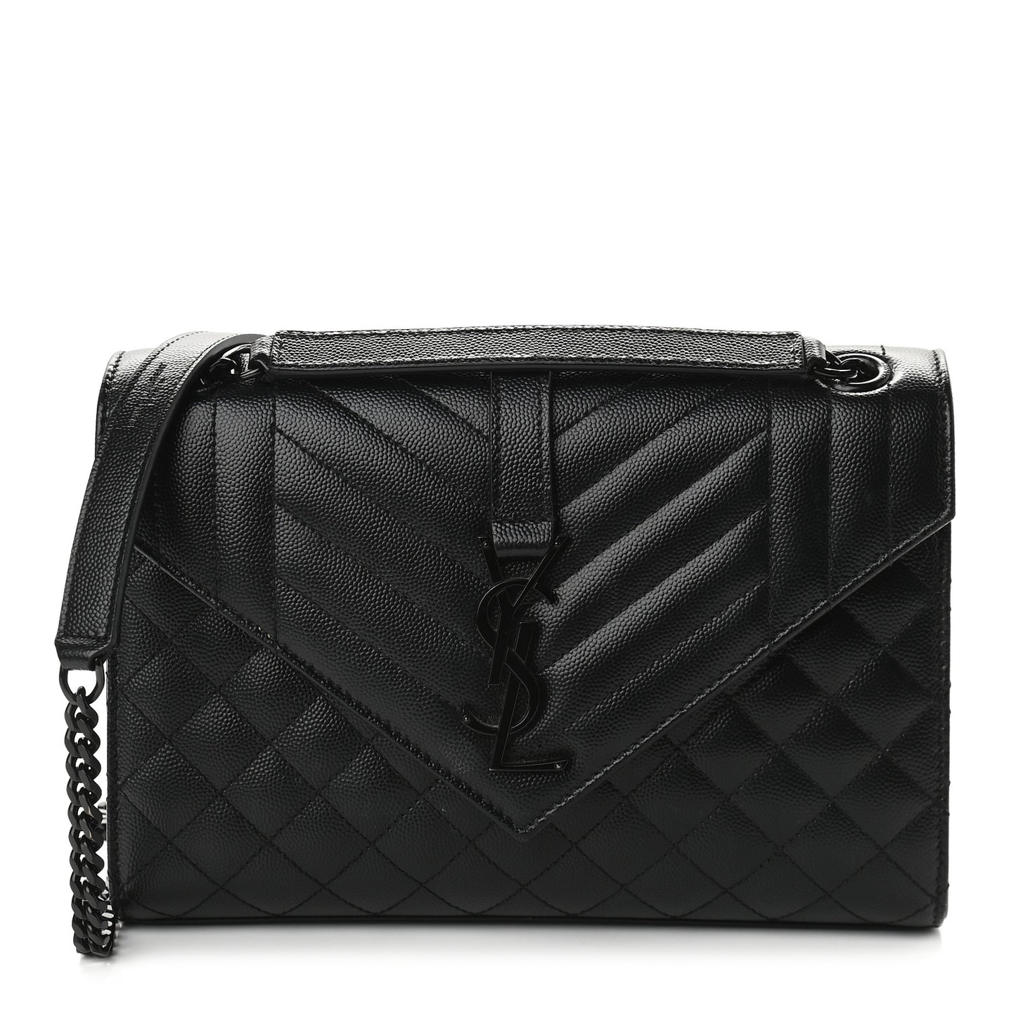 Grain De Poudre Textured Mixed Matelasse Triquilt Medium Monogram Satchel Black