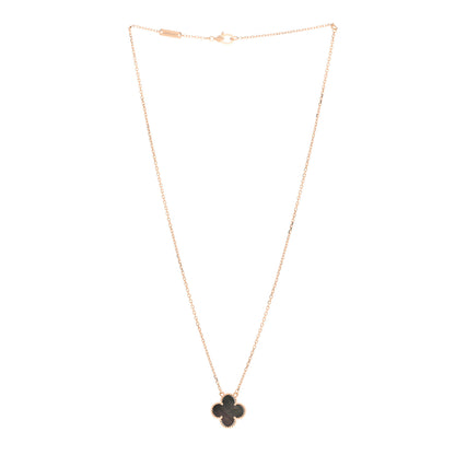 Van Cleef & Arpels 18K Rose Gold Gray Mother of Pearl Vintage Alhambra Pendant Necklace 3 of 5