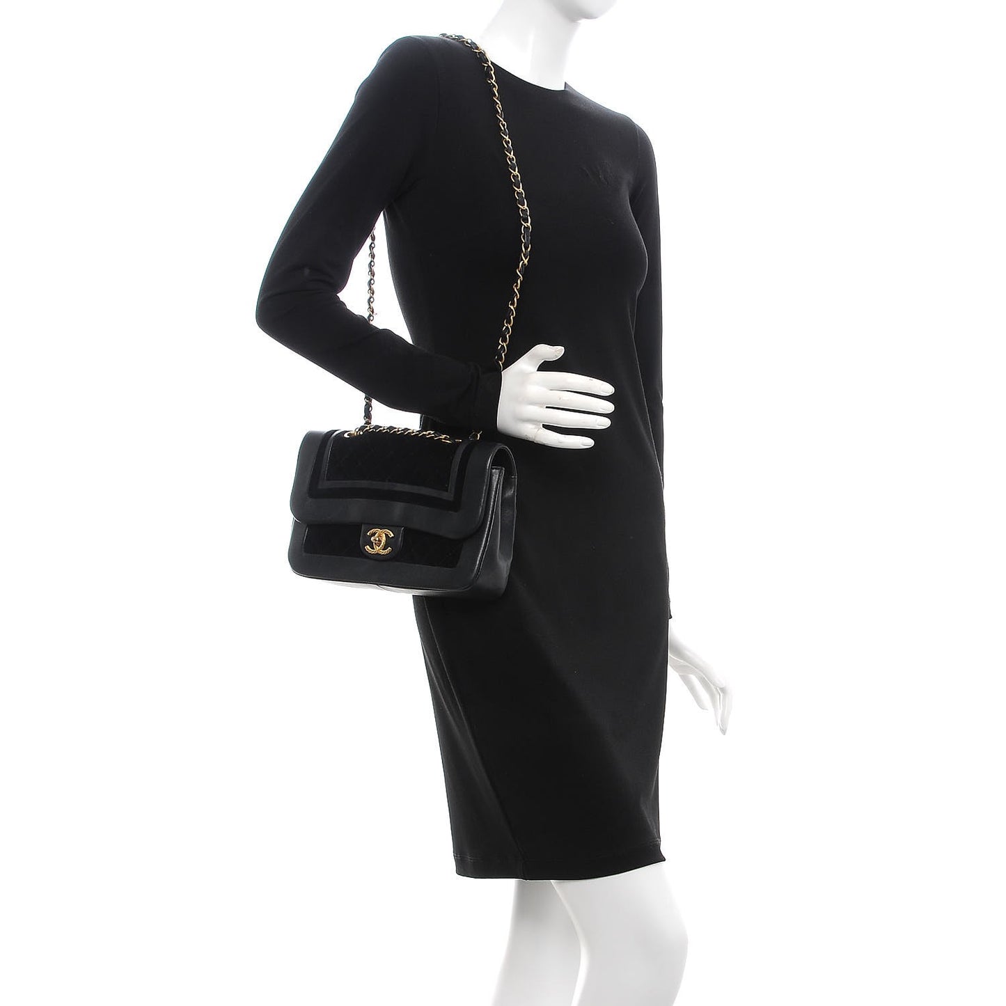 Metallic Lambskin Velvet Quilted Medium Flap Black