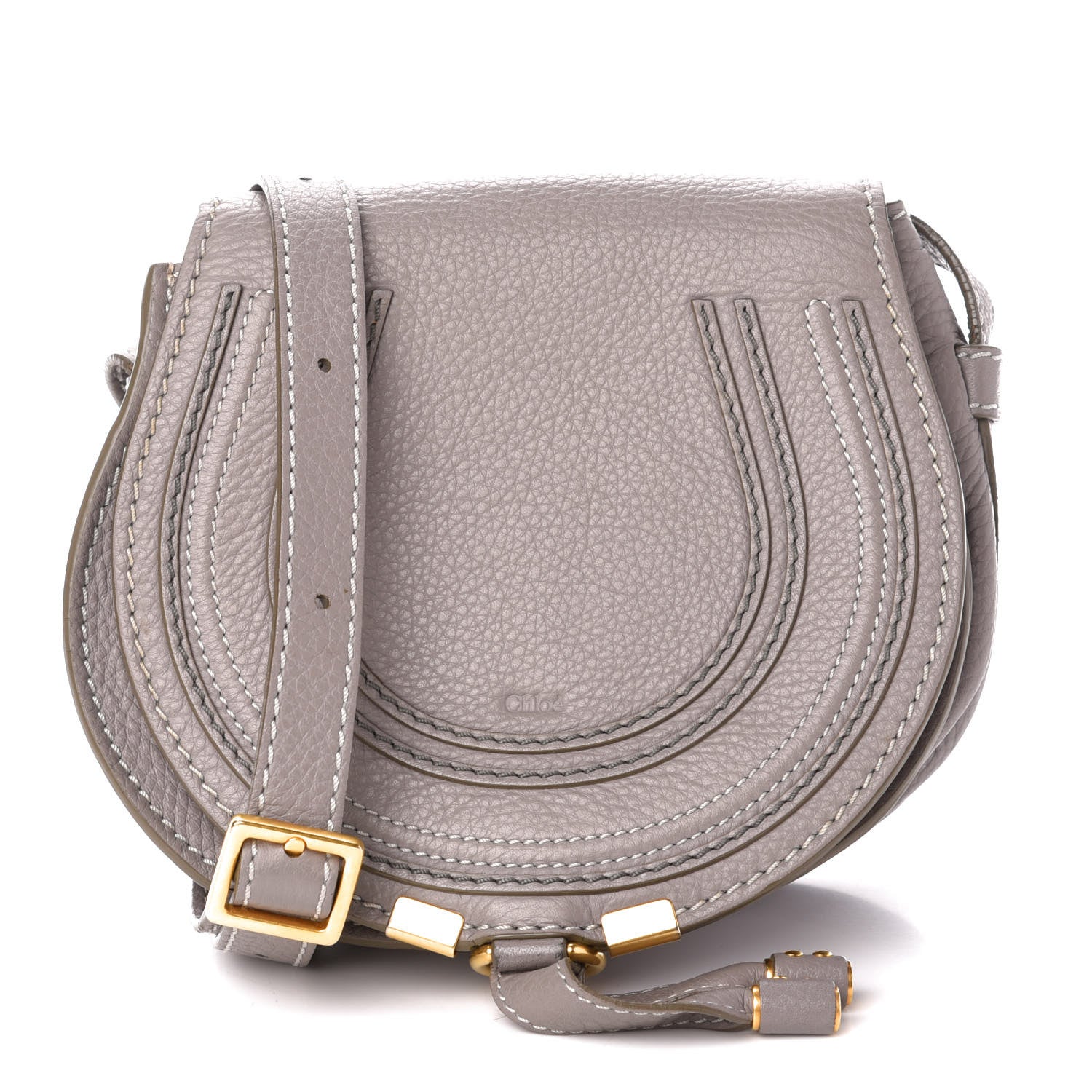 Chloe Calfskin Mini Marcie Round Crossbody Bag Cashmere Grey 1 of 11