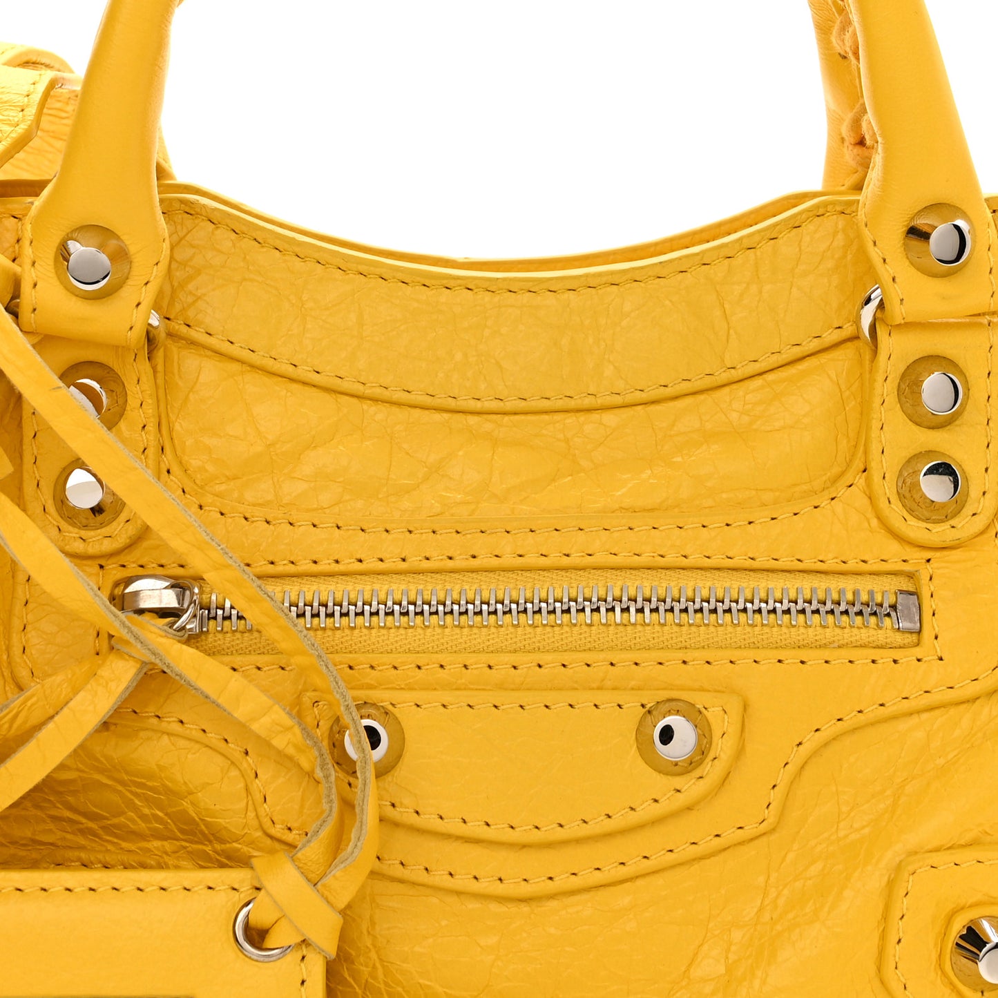 Agneau Classic Silver Hardware Mini City Yellow