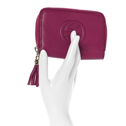 Gucci Pebbled Calfskin Soho Compact Disco Zip Around Wallet Bright Bougainvillea 2 of 8