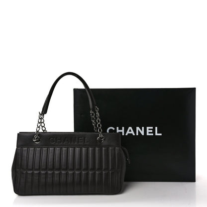 Chanel Calfskin Vertical Quilted Lax East West Shoulder Bag Dark Brown 11 of 11