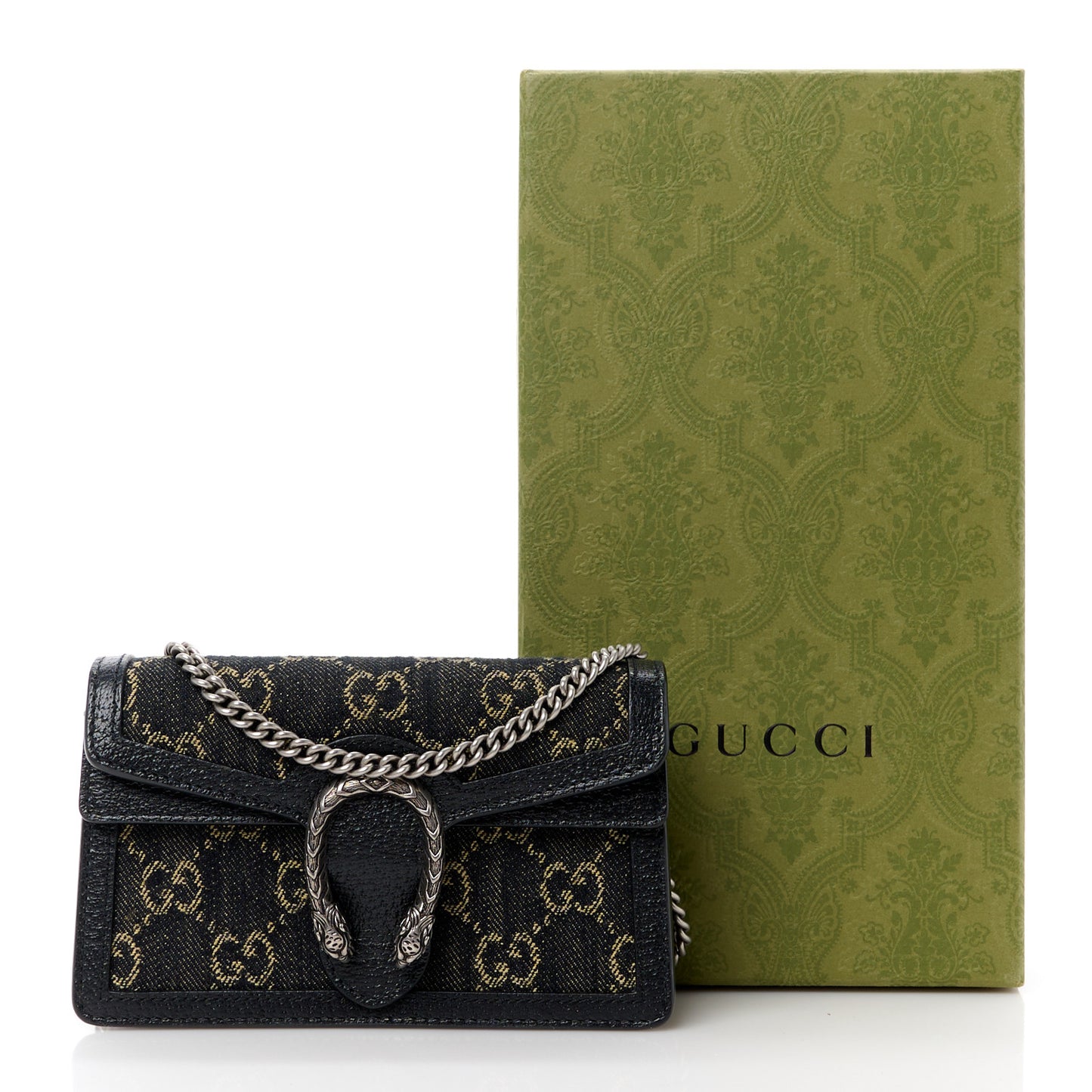 Jacquard Black Denim GG Monogram Super Mini Dionysus Shoulder Bag Black Ivory