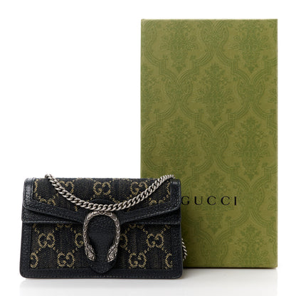 Gucci Jacquard Black Denim GG Monogram Super Mini Dionysus Shoulder Bag Black Ivory 10 of 10