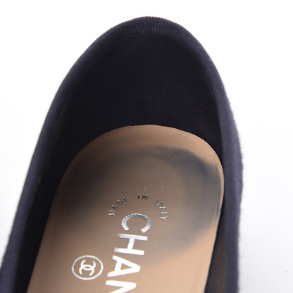 Chanel Felt Suede Cap Toe CC Ballerina Flats 36 Blue Red 14 of 15