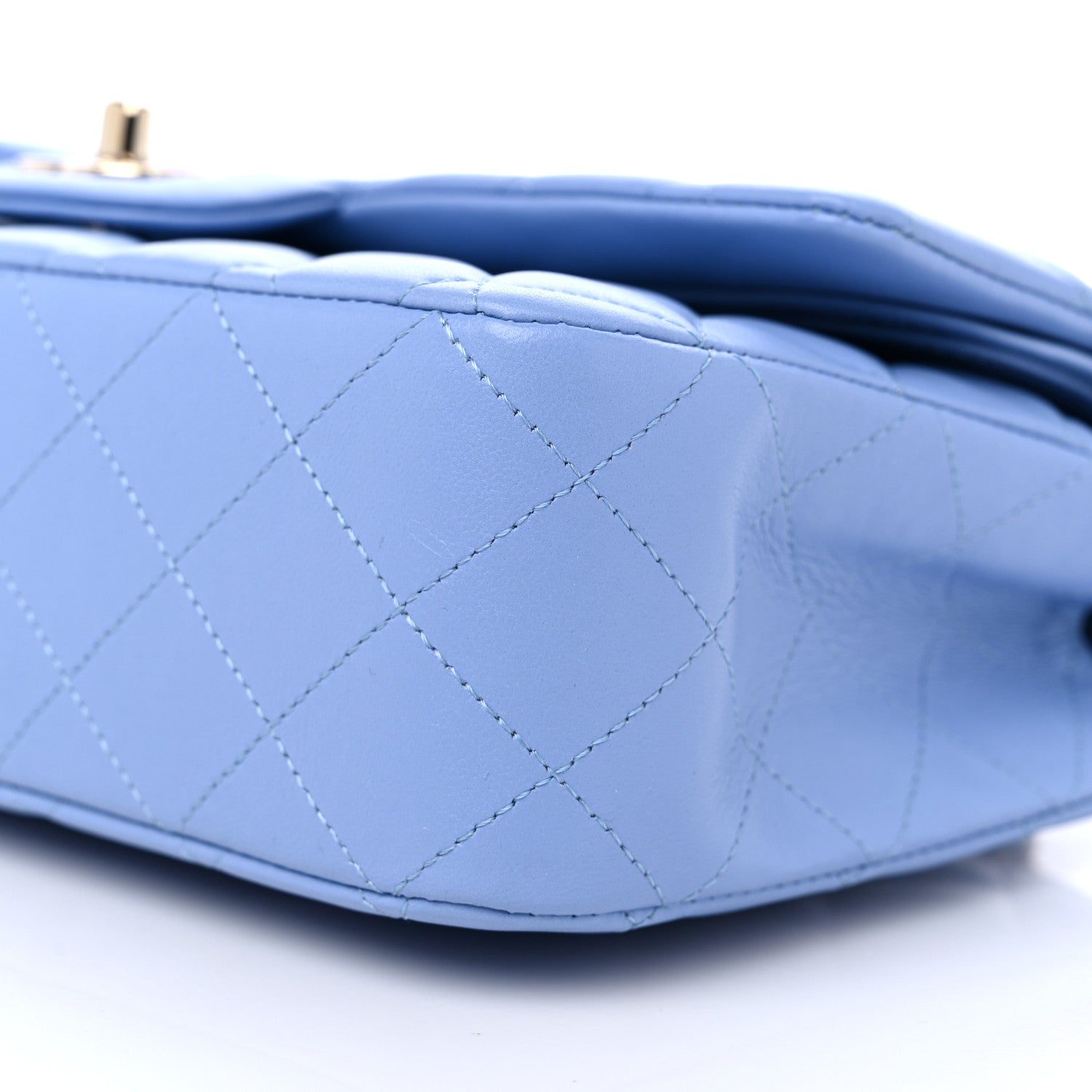 Chanel Lambskin Quilted Medium Double Flap Light Blue 9 of 10