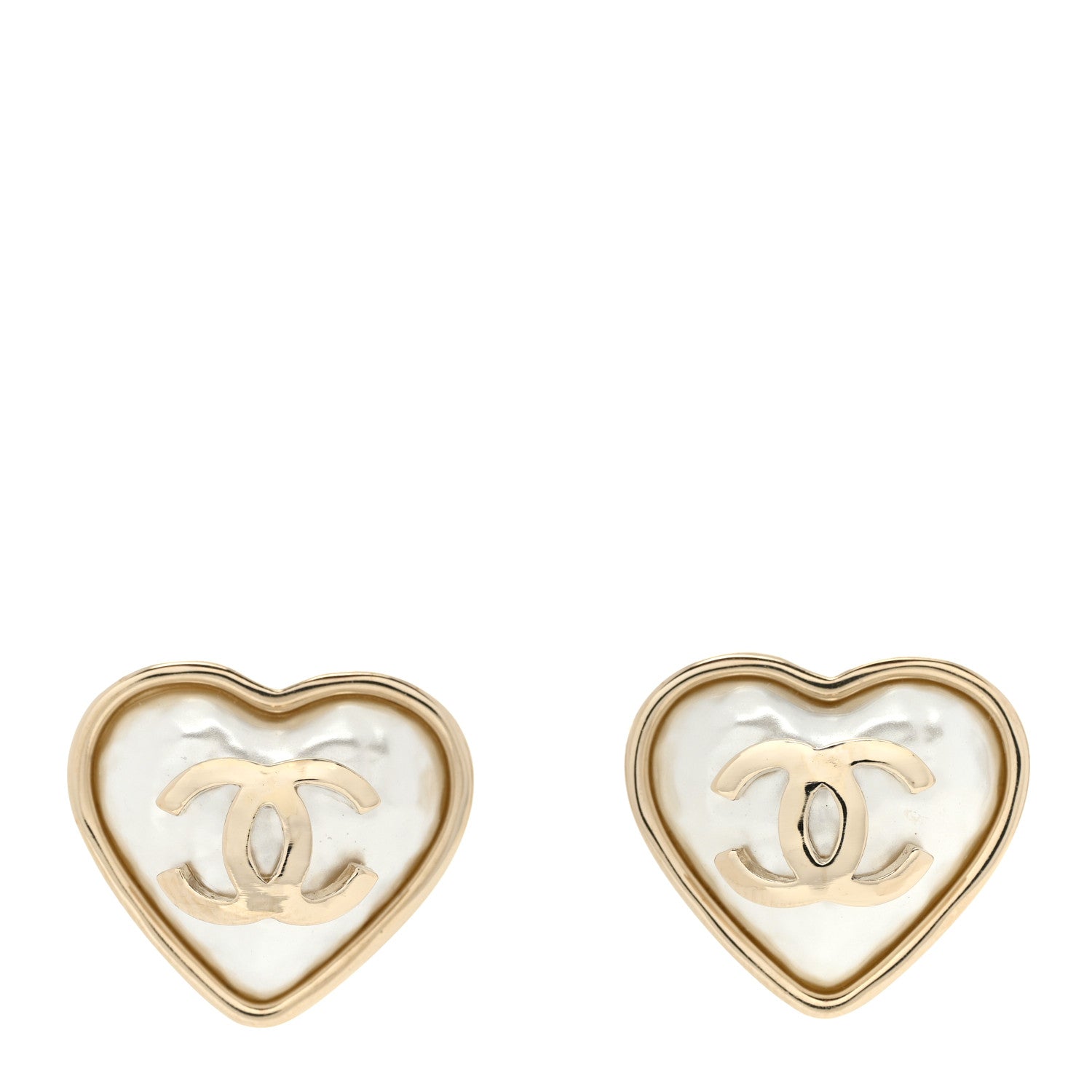 Chanel Pearl CC Heart Earrings Gold 1 of 5