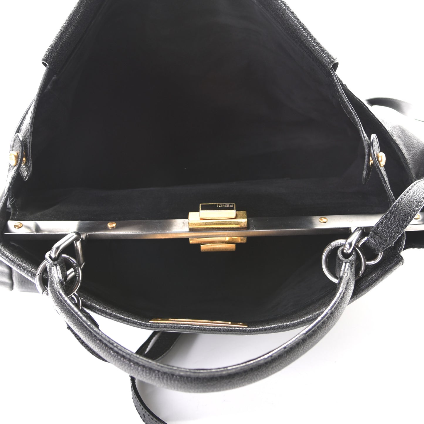 Goatskin Large Peekaboo Iconic Satchel Black