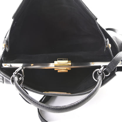Fendi Goatskin Large Peekaboo Iconic Satchel Black 4 of 5