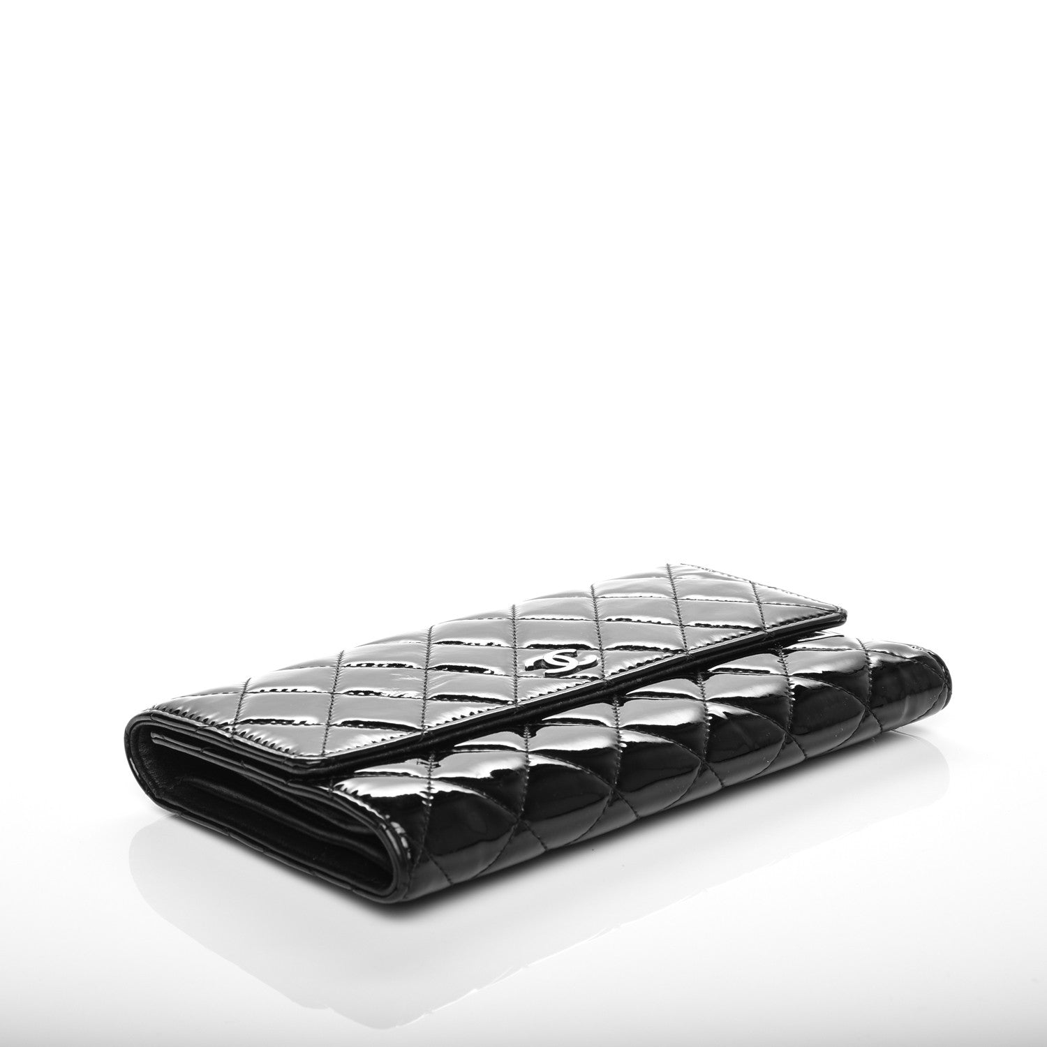 Chanel Patent Quilted Large Flap Wallet Black 4 of 7