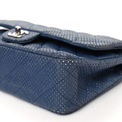 Chanel Lambskin Perforated Medium Double Flap Blue 10 of 14