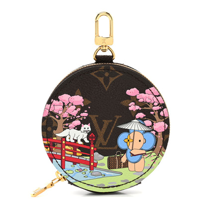 Louis Vuitton Monogram 2021 Christmas Animation Japanese Garden Round Coin Purse Wisteria Pink 1 of 7
